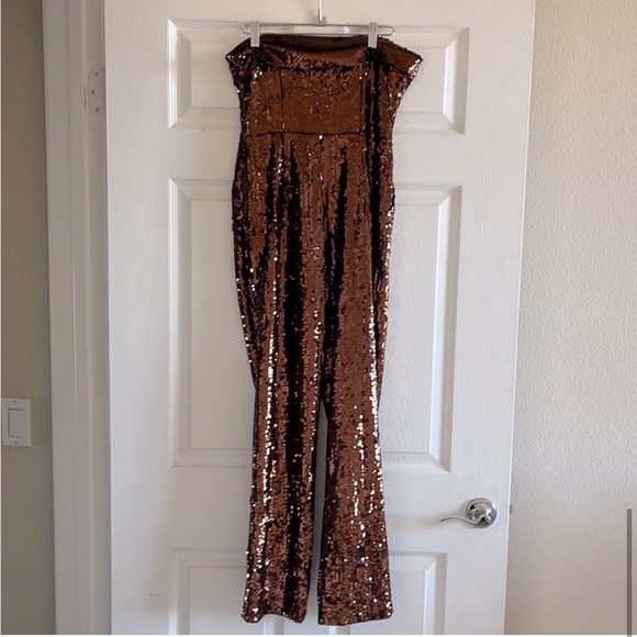 Camila Coelho x Revolve Callie Jumpsuit in Chocolate sequins. - Picture 7 of 10